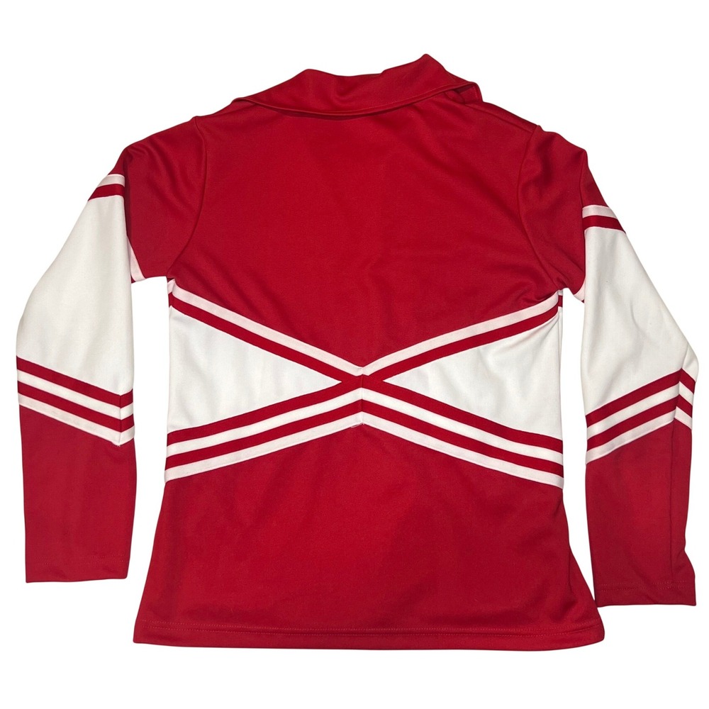 Vintage Chasse Red White Women Cheerleading Zip Up Track Jacket Adult XL Striped - Picture 9 of 9